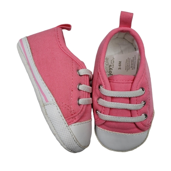 Simple Joys by Carter's | Pink Canvas Soft Baby Walker Shoes Girl's 3-6 Months - Picture 1 of 9